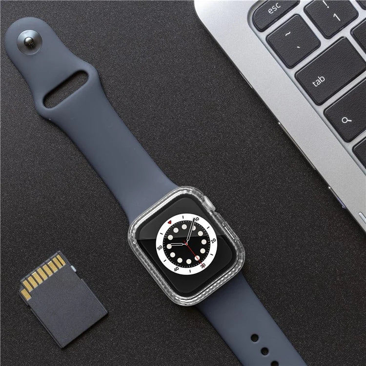 For Apple Watch Series 4 / 5 / 6 / SE / SE (2022) 40mm Textured Hard PC Watch Case with Tempered Glass Film