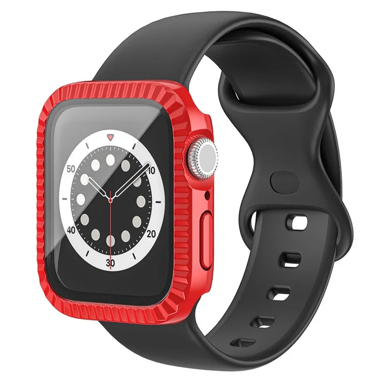 For Apple Watch Series 1 / 2 / 3 42mm Textured Watch Case PC Cover with Tempered Glass Screen Protector