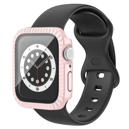 For Apple Watch Series 1 / 2 / 3 42mm Textured Watch Case PC Cover with Tempered Glass Screen Protector