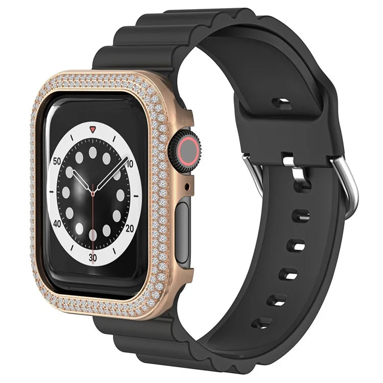 For Apple Watch Series 4 / 5 / 6 / SE / SE (2022) / SE (2023) 44mm Rhinestone Decor Zinc Alloy Watch Case