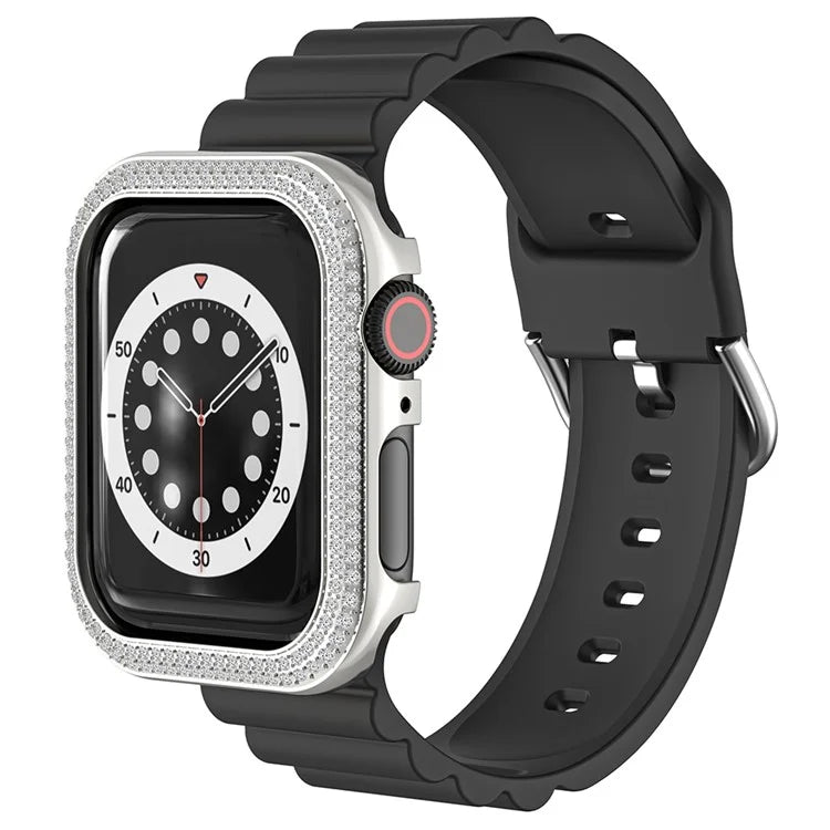 For Apple Watch Series 4 / 5 / 6 / SE / SE (2022) / SE (2023) 44mm Rhinestone Decor Zinc Alloy Watch Case
