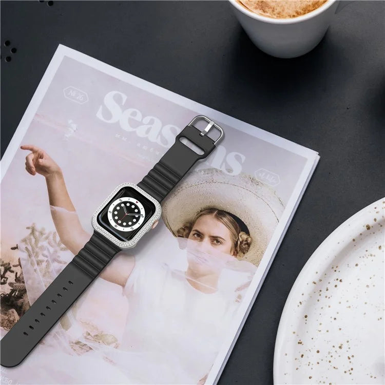 For Apple Watch Series 4 / 5 / 6 / SE / SE (2022) / SE (2023) 44mm Rhinestone Decor Zinc Alloy Watch Case