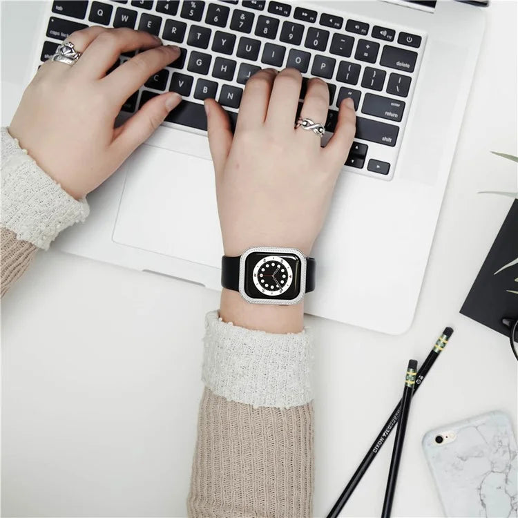 For Apple Watch Series 4 / 5 / 6 / SE / SE (2022) / SE (2023) 44mm Rhinestone Decor Zinc Alloy Watch Case