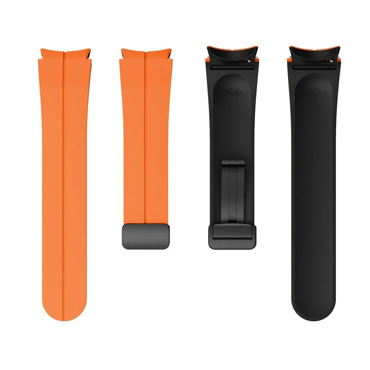 For Samsung Galaxy Watch 5 Pro 45mm Magnetic Buckle Wrist Band Bi-color Silicone Strap