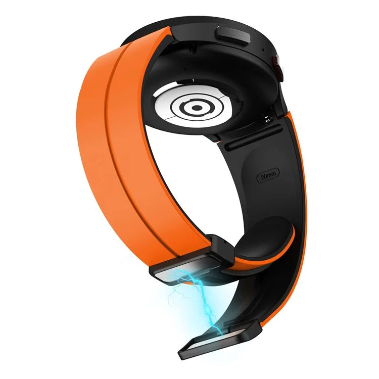 For Samsung Galaxy Watch 5 Pro 45mm Magnetic Buckle Wrist Band Bi-color Silicone Strap