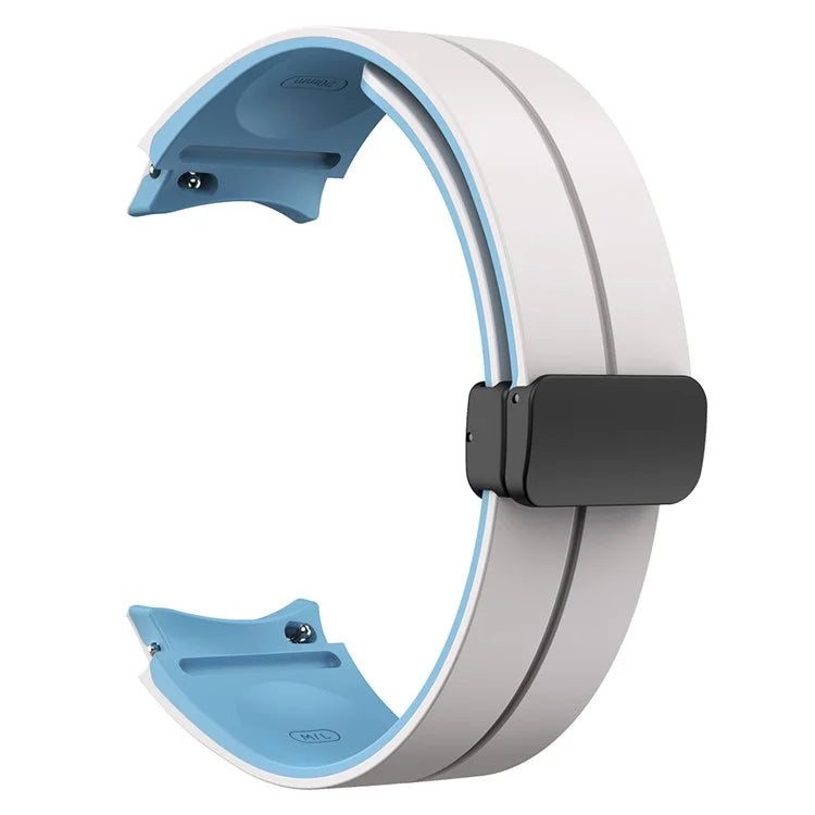 For Samsung Galaxy Watch 5 Pro 45mm Magnetic Buckle Wrist Band Bi-color Silicone Strap