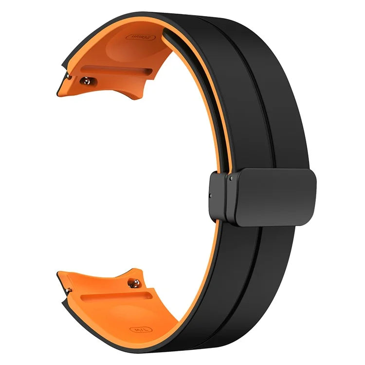 For Samsung Galaxy Watch 5 Pro 45mm Magnetic Buckle Wrist Band Bi-color Silicone Strap