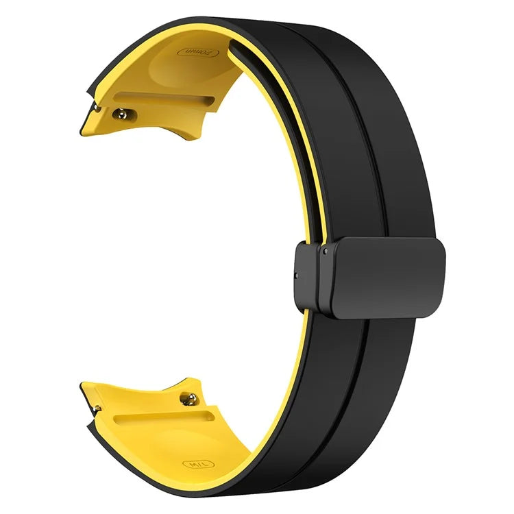 For Samsung Galaxy Watch 5 Pro 45mm Magnetic Buckle Wrist Band Bi-color Silicone Strap