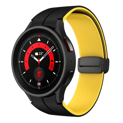 For Samsung Galaxy Watch 5 Pro 45mm Magnetic Buckle Wrist Band Bi-color Silicone Strap