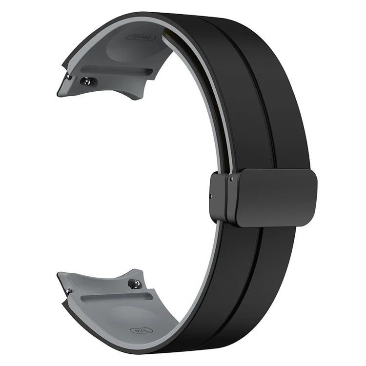 For Samsung Galaxy Watch 5 Pro 45mm Magnetic Buckle Wrist Band Bi-color Silicone Strap