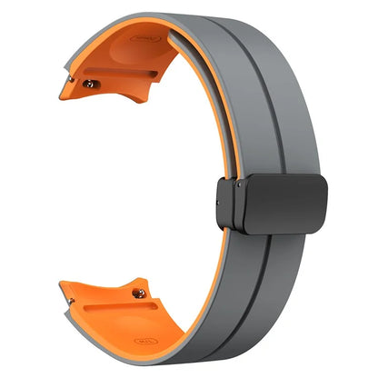 For Samsung Galaxy Watch 5 Pro 45mm Magnetic Buckle Wrist Band Bi-color Silicone Strap