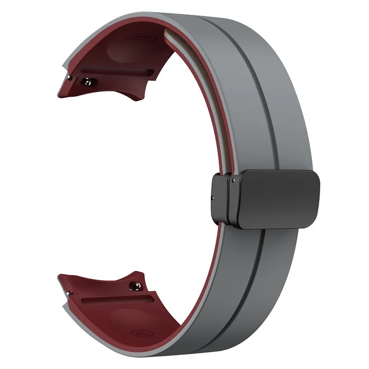 For Samsung Galaxy Watch 5 Pro 45mm Magnetic Buckle Wrist Band Bi-color Silicone Strap
