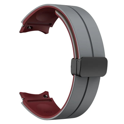 For Samsung Galaxy Watch 5 Pro 45mm Magnetic Buckle Wrist Band Bi-color Silicone Strap