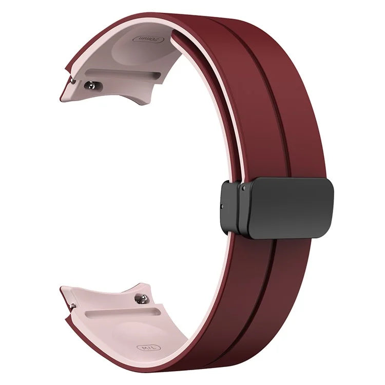 For Samsung Galaxy Watch 5 Pro 45mm Magnetic Buckle Wrist Band Bi-color Silicone Strap