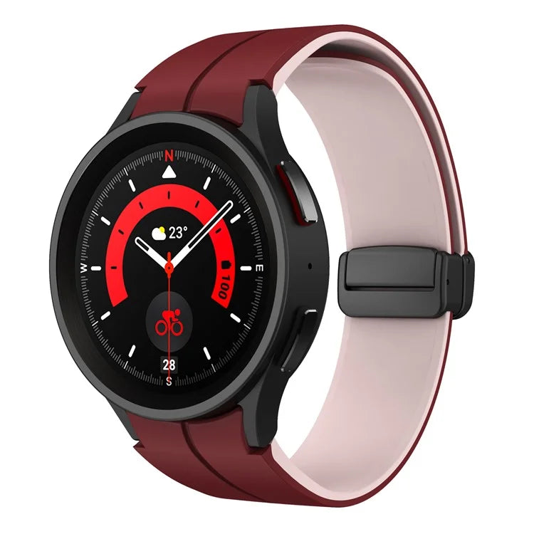 For Samsung Galaxy Watch 5 Pro 45mm Magnetic Buckle Wrist Band Bi-color Silicone Strap
