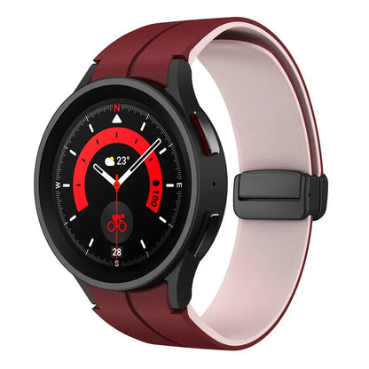 For Samsung Galaxy Watch 5 Pro 45mm Magnetic Buckle Wrist Band Bi-color Silicone Strap