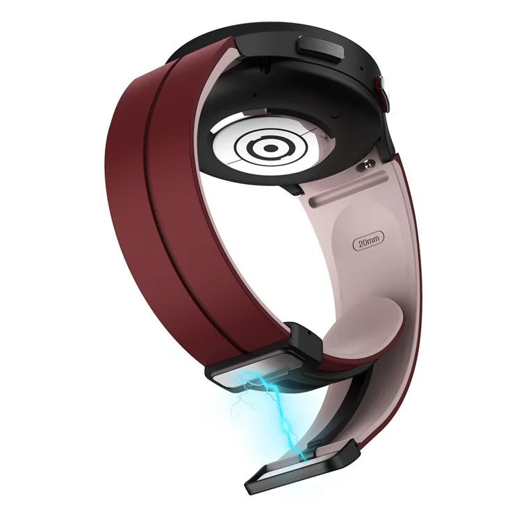 For Samsung Galaxy Watch 5 Pro 45mm Magnetic Buckle Wrist Band Bi-color Silicone Strap