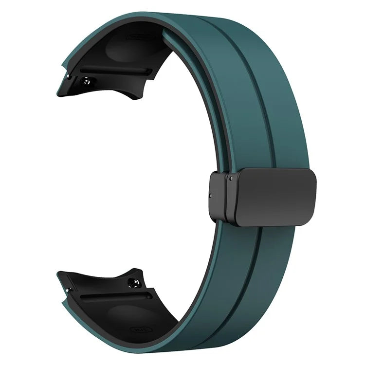 For Samsung Galaxy Watch 5 Pro 45mm Magnetic Buckle Wrist Band Bi-color Silicone Strap