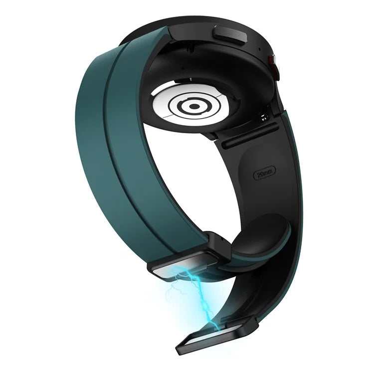 For Samsung Galaxy Watch 5 Pro 45mm Magnetic Buckle Wrist Band Bi-color Silicone Strap