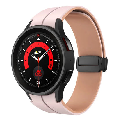 For Samsung Galaxy Watch 5 Pro 45mm Magnetic Buckle Wrist Band Bi-color Silicone Strap