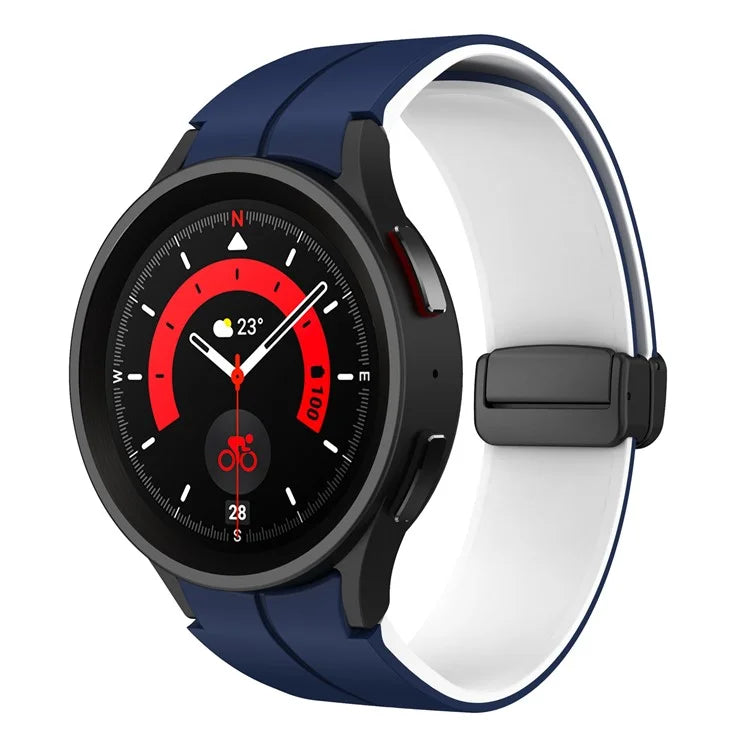 For Samsung Galaxy Watch 5 Pro 45mm Magnetic Buckle Wrist Band Bi-color Silicone Strap