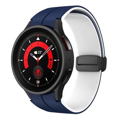 For Samsung Galaxy Watch 5 Pro 45mm Magnetic Buckle Wrist Band Bi-color Silicone Strap