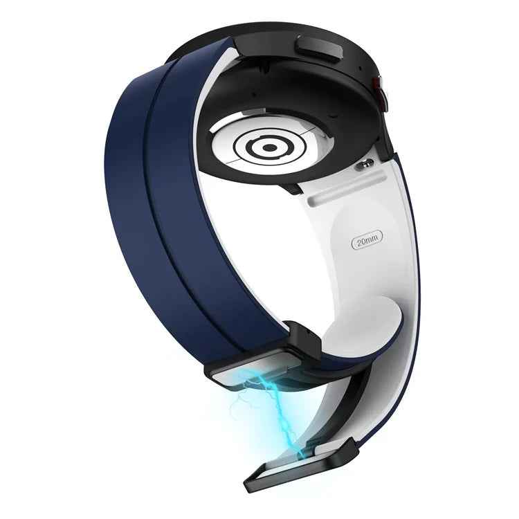 For Samsung Galaxy Watch 5 Pro 45mm Magnetic Buckle Wrist Band Bi-color Silicone Strap