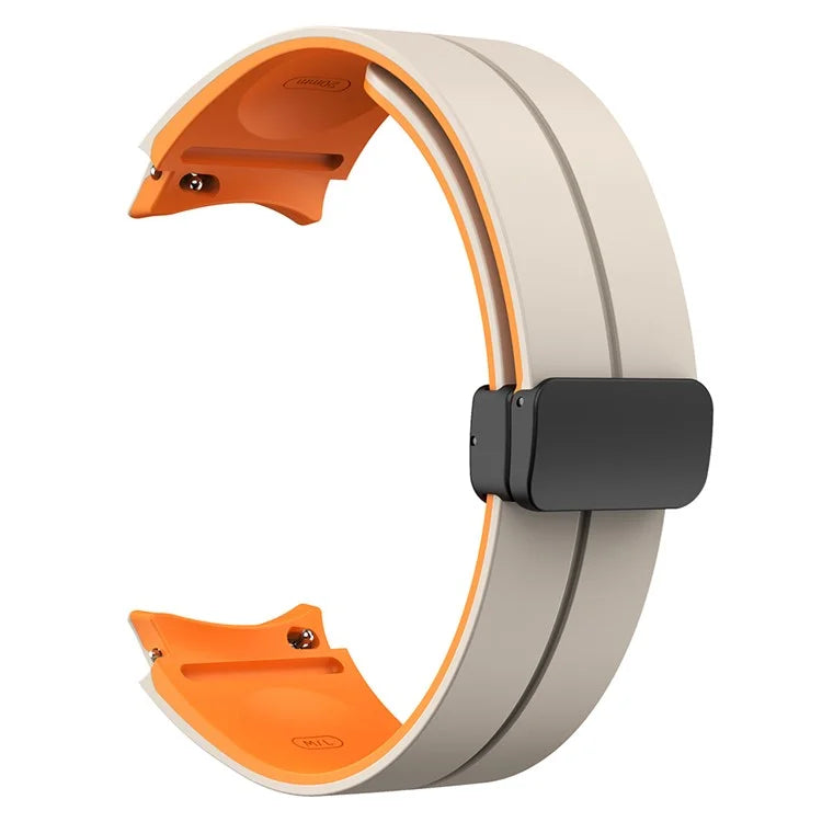 For Samsung Galaxy Watch 5 Pro 45mm Magnetic Buckle Wrist Band Bi-color Silicone Strap