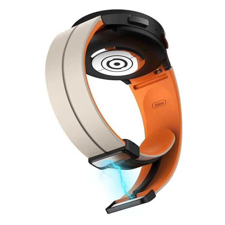 For Samsung Galaxy Watch 5 Pro 45mm Magnetic Buckle Wrist Band Bi-color Silicone Strap