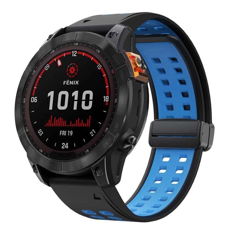 For Garmin Fenix 7X Pro / Fenix 7X Magnetic Buckle Replacement Band 26mm Silicone Strap