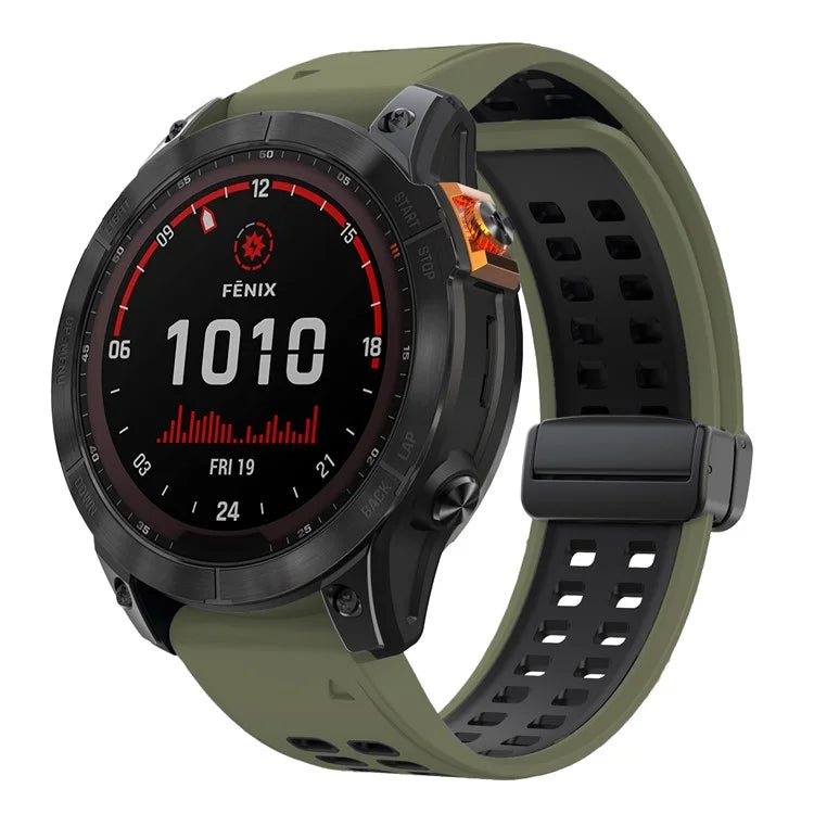 For Garmin Fenix 7X Pro / Fenix 7X Magnetic Buckle Replacement Band 26mm Silicone Strap