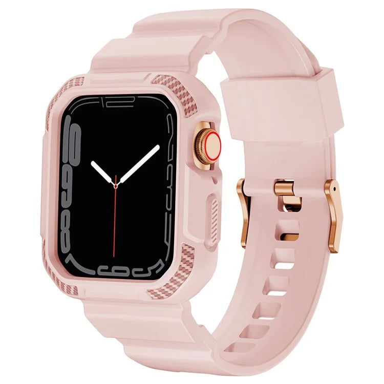 For Apple Watch Series 9 8 7 41mm / 6 5 4 SE SE (2022) SE (2023) 40mm / 3 2 1 38mm Watch Band TPU Strap with Case