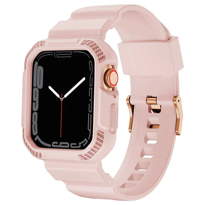 For Apple Watch Series 9 8 7 41mm / 6 5 4 SE SE (2022) SE (2023) 40mm / 3 2 1 38mm Watch Band TPU Strap with Case