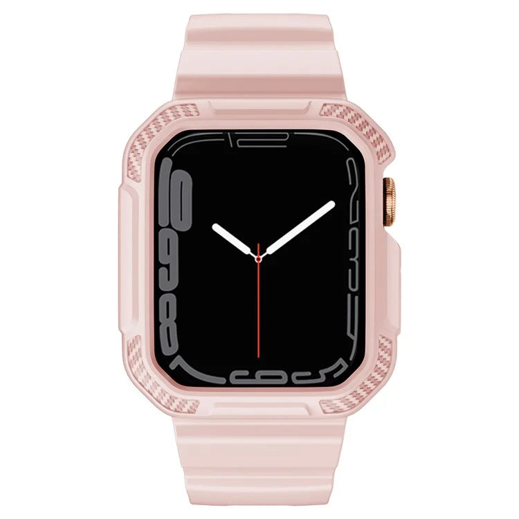 For Apple Watch Series 9 8 7 41mm / 6 5 4 SE SE (2022) SE (2023) 40mm / 3 2 1 38mm Watch Band TPU Strap with Case