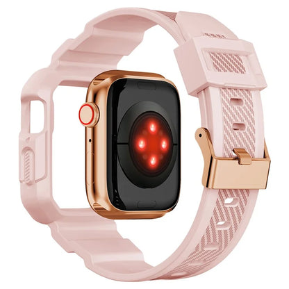 For Apple Watch Series 9 8 7 41mm / 6 5 4 SE SE (2022) SE (2023) 40mm / 3 2 1 38mm Watch Band TPU Strap with Case