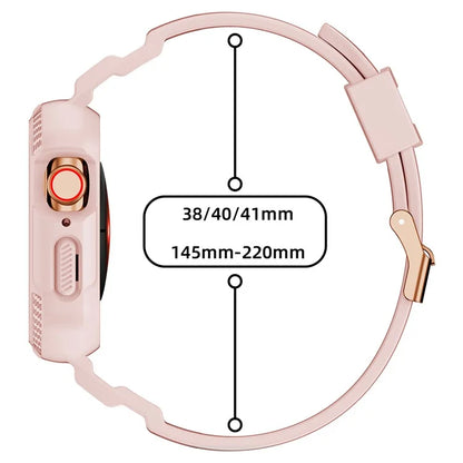 For Apple Watch Series 9 8 7 41mm / 6 5 4 SE SE (2022) SE (2023) 40mm / 3 2 1 38mm Watch Band TPU Strap with Case
