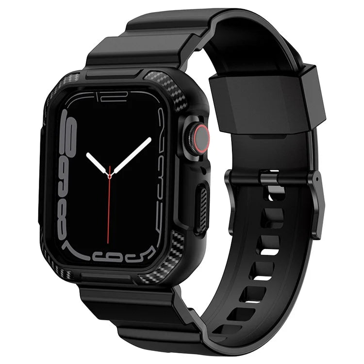 For Apple Watch Series 9 8 7 41mm / 6 5 4 SE SE (2022) SE (2023) 40mm / 3 2 1 38mm Watch Band TPU Strap with Case