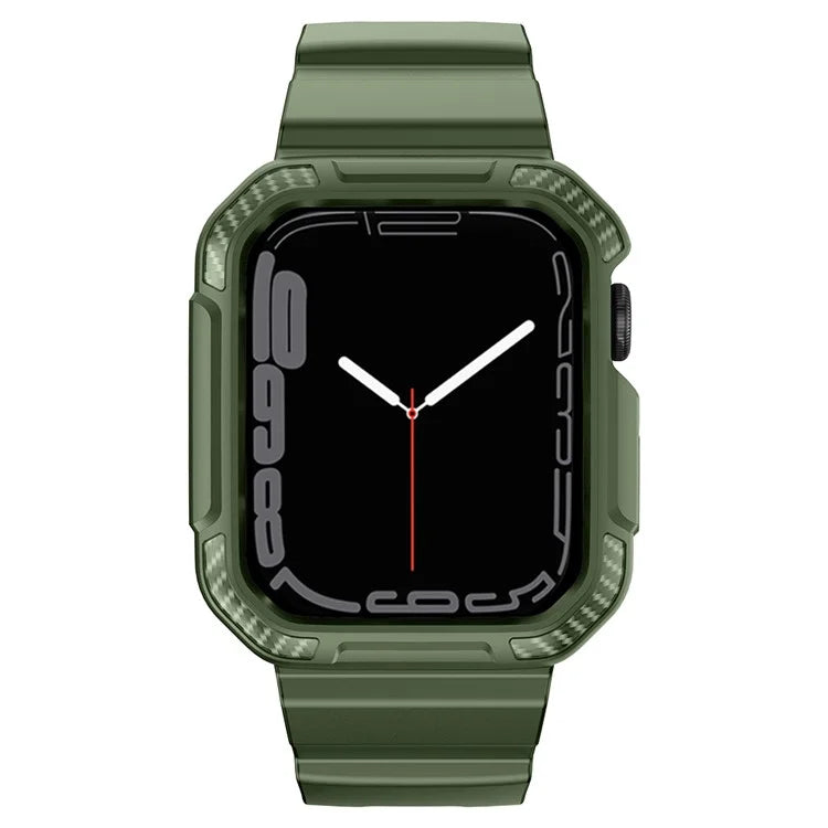 For Apple Watch Series 9 8 7 41mm / 6 5 4 SE SE (2022) SE (2023) 40mm / 3 2 1 38mm Watch Band TPU Strap with Case