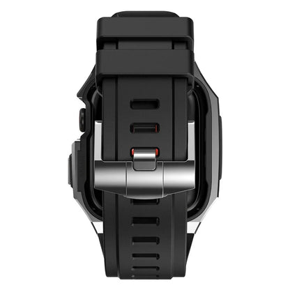For Apple Watch SE (2023) SE (2022) SE Series 6 5 4 44mm Fluororubber Strap with Stainless Steel Watch Case
