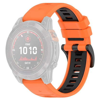 For Garmin Fenix 7X / 7X Pro / 6X QuickFit 26mm Silicone Watch Strap Dual Color Wrist Band