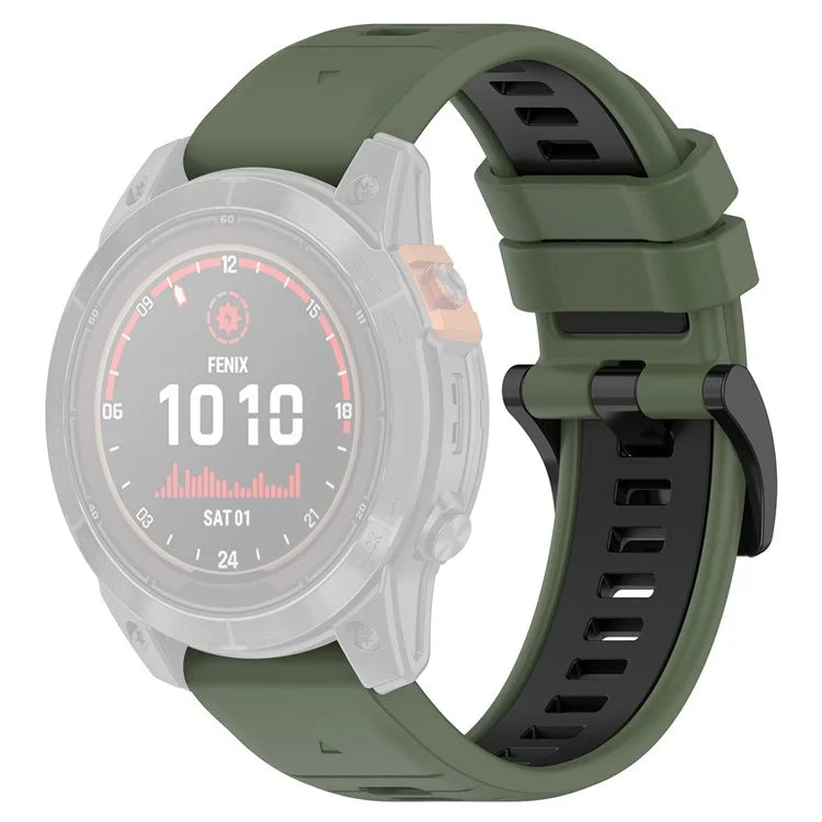 For Garmin Fenix 7X / 7X Pro / 6X QuickFit 26mm Silicone Watch Strap Dual Color Wrist Band