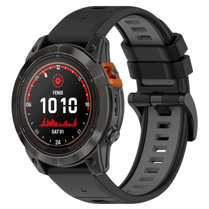 For Garmin Fenix 7X / 7X Pro / 6X QuickFit 26mm Silicone Watch Strap Dual Color Wrist Band