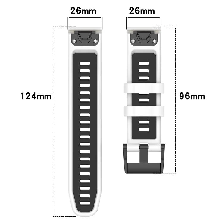 For Garmin Fenix 7X / 7X Pro / 6X QuickFit 26mm Silicone Watch Strap Dual Color Wrist Band