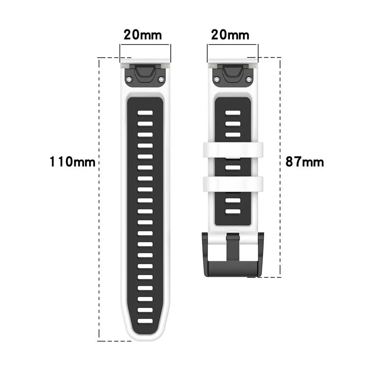For Garmin Fenix 7S / 7S Pro / 6S QuickFit 20mm Silicone Watch Band Dual Color Strap Replacement