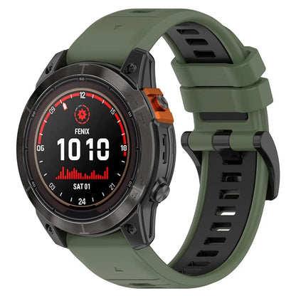 For Garmin Fenix 7 / 7 Pro / 6 / 6 Pro QuickFit 22mm Watch Band Dual Color Silicone Strap