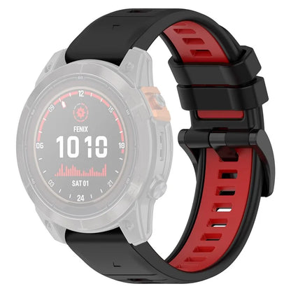 For Garmin Fenix 7 / 7 Pro / 6 / 6 Pro QuickFit 22mm Watch Band Dual Color Silicone Strap