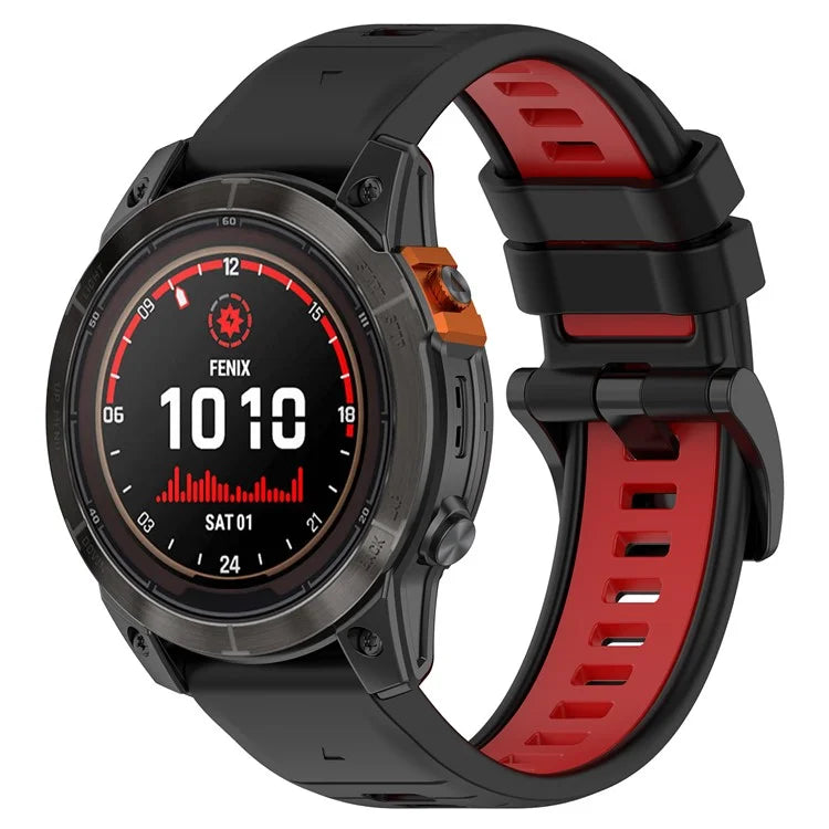 For Garmin Fenix 7 / 7 Pro / 6 / 6 Pro QuickFit 22mm Watch Band Dual Color Silicone Strap