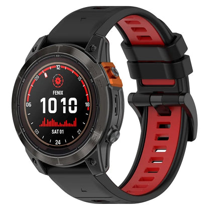 For Garmin Fenix 7 / 7 Pro / 6 / 6 Pro QuickFit 22mm Watch Band Dual Color Silicone Strap