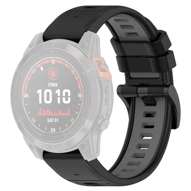 For Garmin Fenix 7 / 7 Pro / 6 / 6 Pro QuickFit 22mm Watch Band Dual Color Silicone Strap