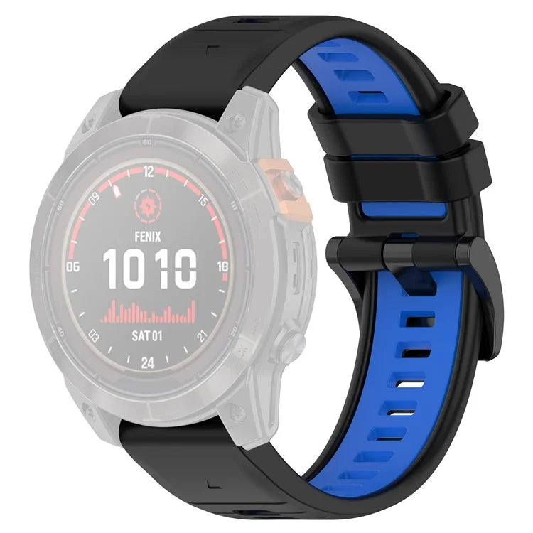 For Garmin Fenix 7 / 7 Pro / 6 / 6 Pro QuickFit 22mm Watch Band Dual Color Silicone Strap